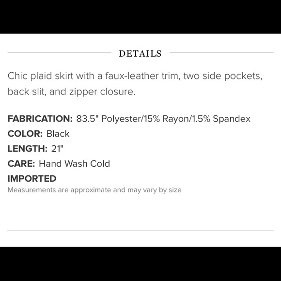 NWT Chocolate Faux Leather & Plaid Skirt Sz S or M - Picture 8 of 8